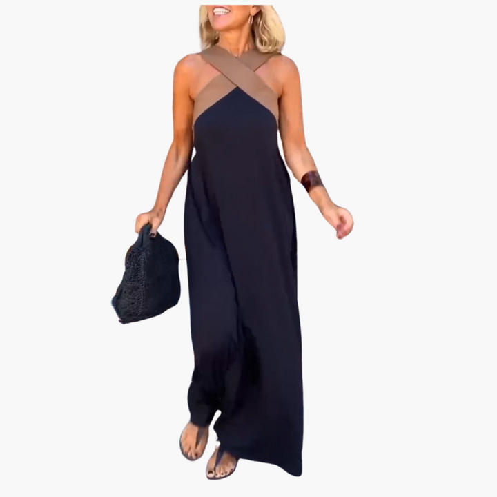 Eliza | Robe Maxi Croisée à Encolure Halter