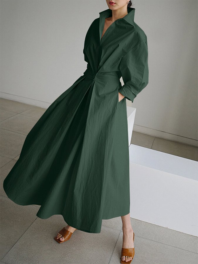Brynn | Robe Maxi A-Line à Col Polo Élégant