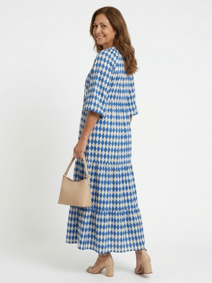 Alodia - Robe Midi Imprimé Diamant
