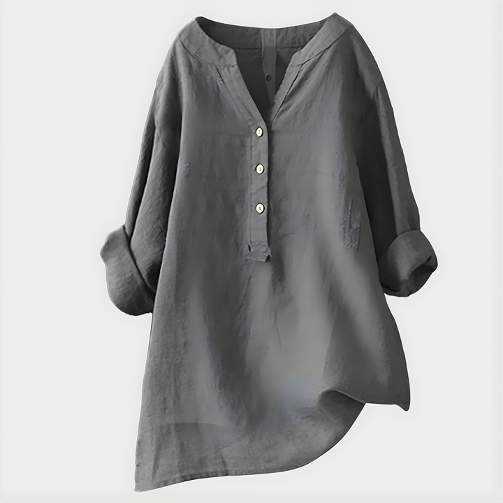 Nikki - Blouse en Coton-Lin Élégante à Col V