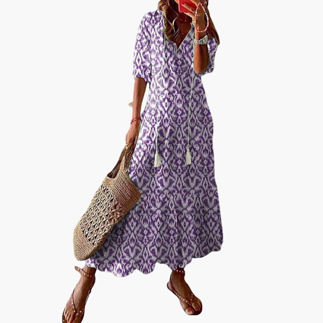 Mia | Robe d'été vintage boho à col en V