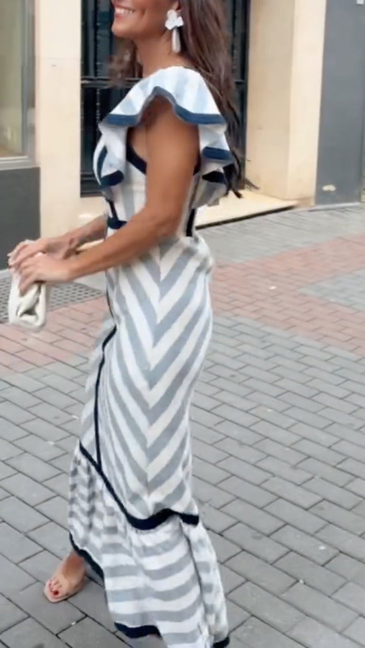 Flora - Robe Maxi Rayée Rétro Fluide