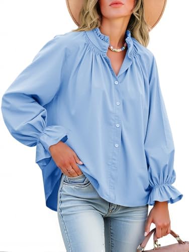 Livia - Blouse boutonnée à manches bouffantes en coton