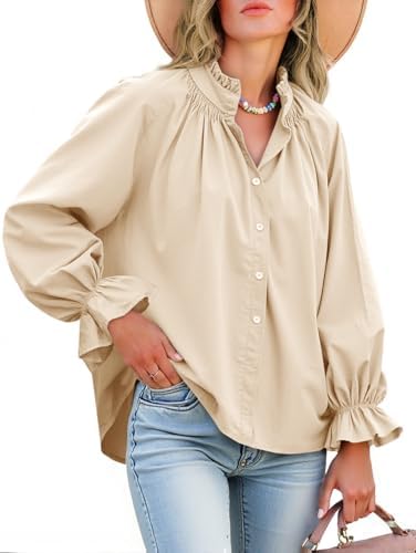 Livia - Blouse boutonnée à manches bouffantes en coton