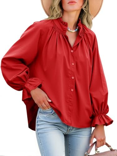 Livia - Blouse boutonnée à manches bouffantes en coton