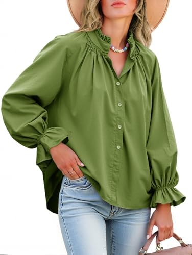 Livia - Blouse boutonnée à manches bouffantes en coton