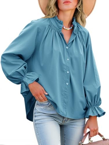 Livia - Blouse boutonnée à manches bouffantes en coton