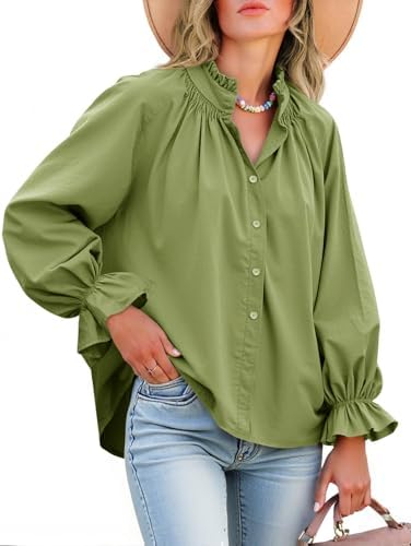 Livia - Blouse boutonnée à manches bouffantes en coton