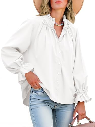 Livia - Blouse boutonnée à manches bouffantes en coton