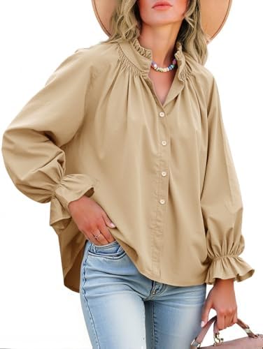 Livia - Blouse boutonnée à manches bouffantes en coton