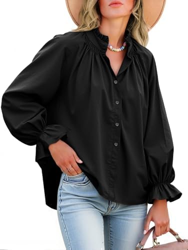 Livia - Blouse boutonnée à manches bouffantes en coton