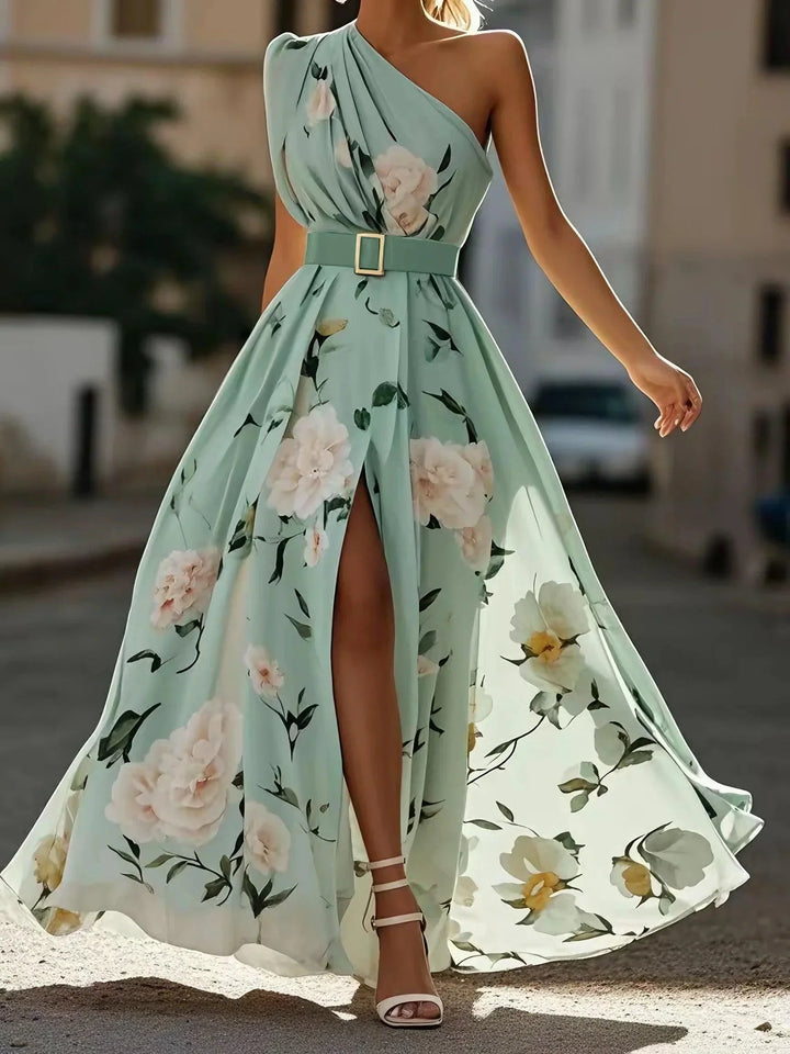 Erica - Robe Maxi Fleurie Vert Clair