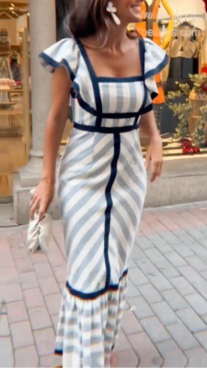 Flora - Robe Maxi Rayée Rétro Fluide