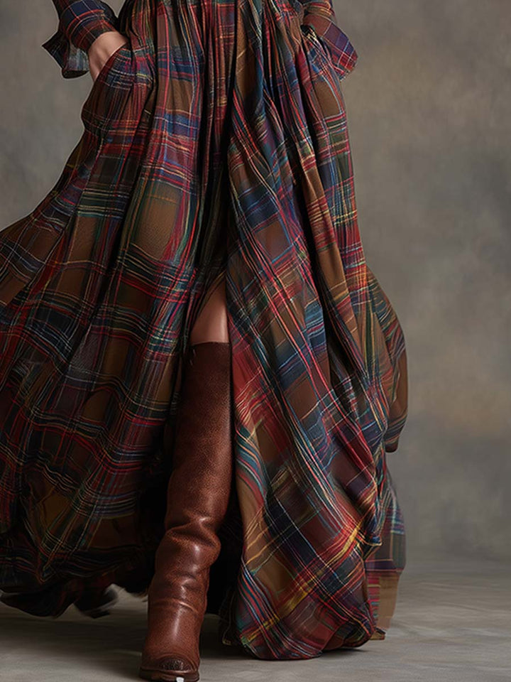 Giana - Robe Chemise Maxi à Carreaux