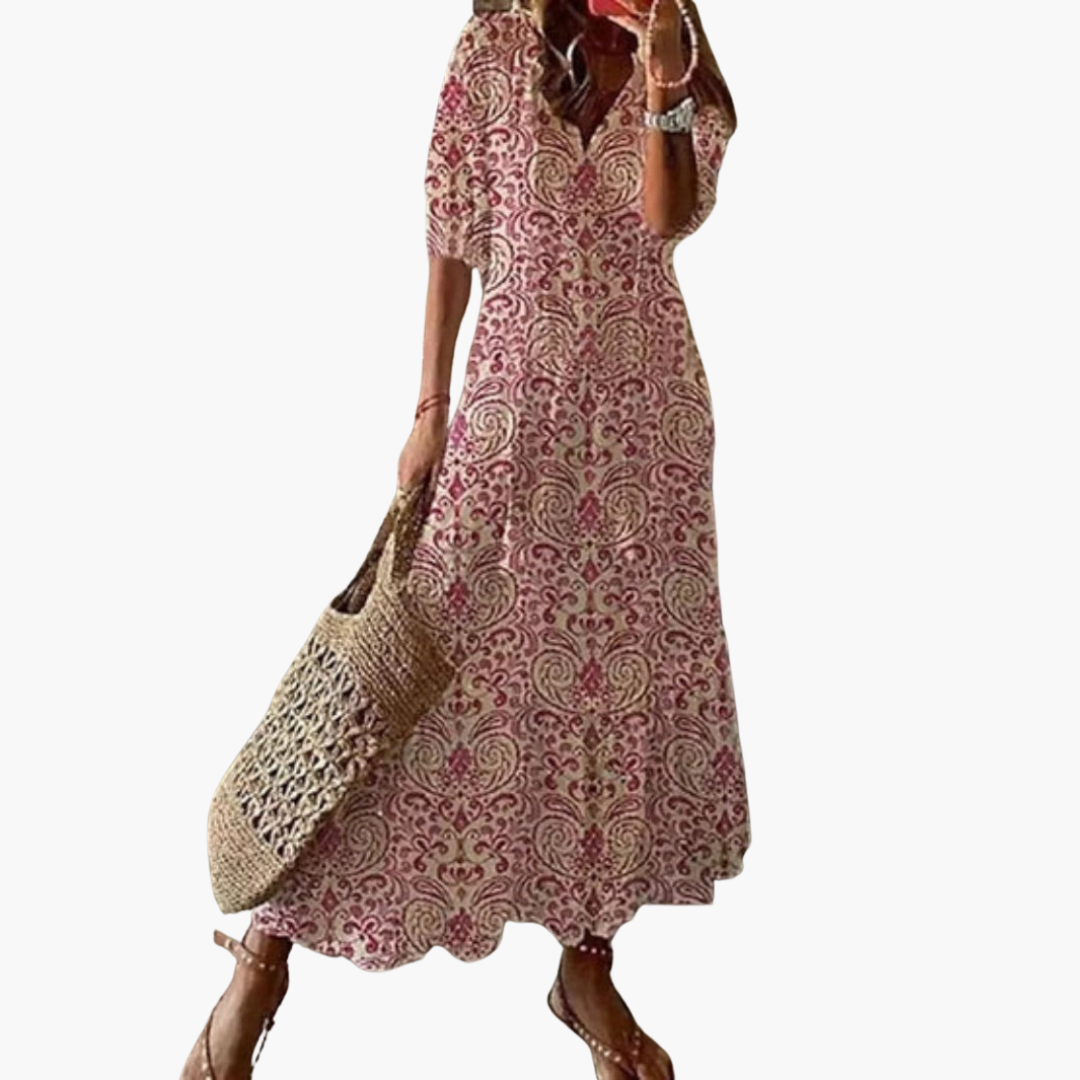 Mia | Robe d'été vintage boho à col en V