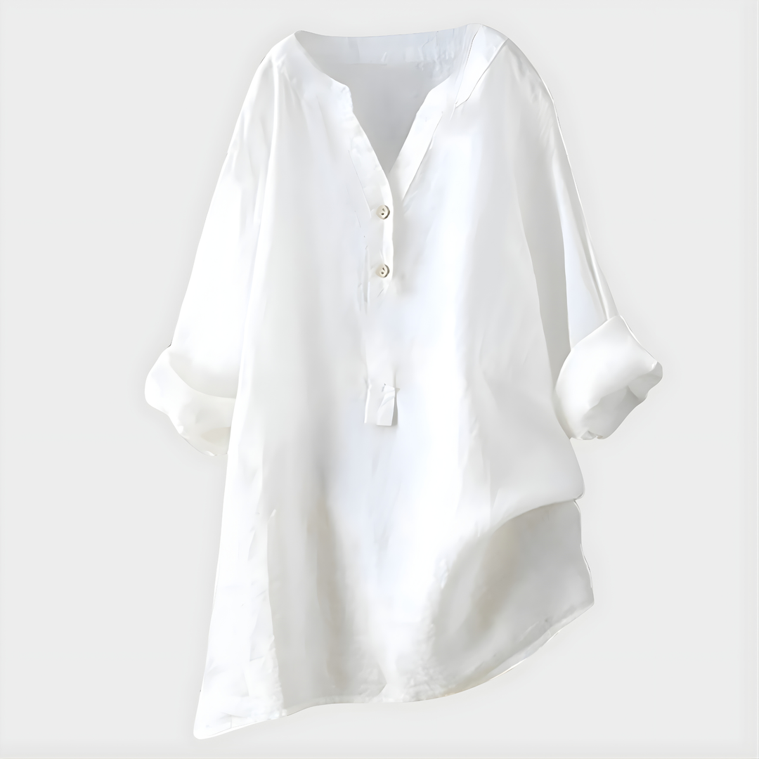 Nikki - Blouse en Coton-Lin Élégante à Col V
