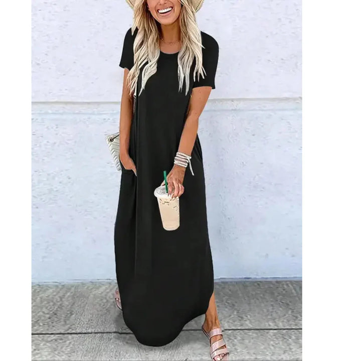 Caylee - Robe Maxi Décontractée d'Été à Col Rond