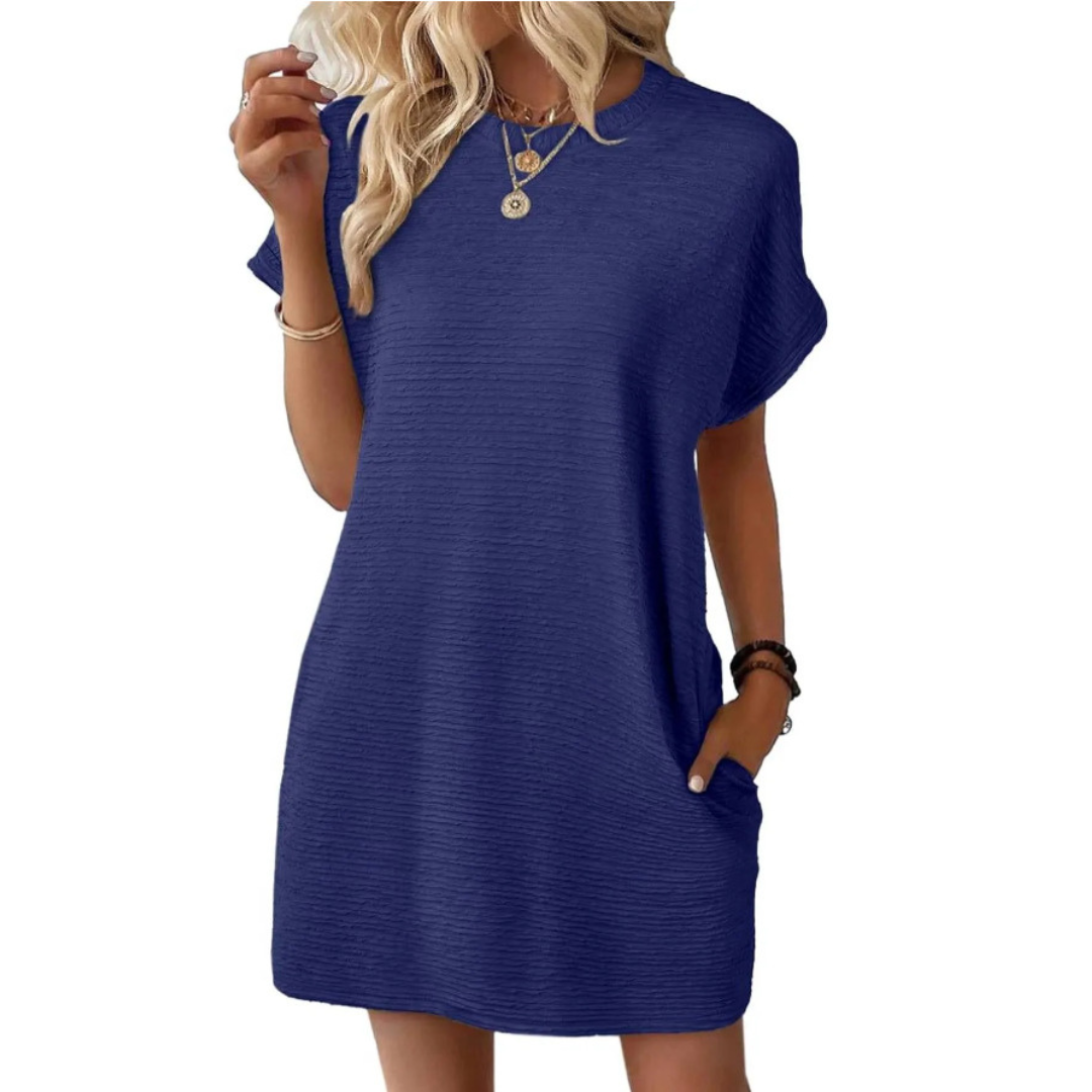 EVASHA – Robe d'été décontractée minimaliste à col rond