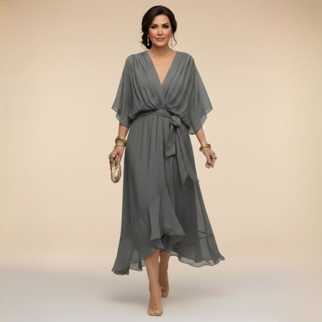 Nica - Robe en Chiffon Élegante à Col V