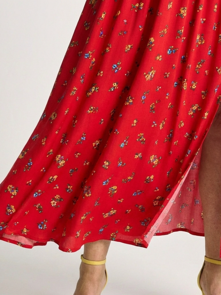 Dasey - Robe Midi à Encolure Carrée à Imprimé Floral