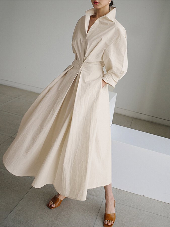 Brynn | Robe Maxi A-Line à Col Polo Élégant