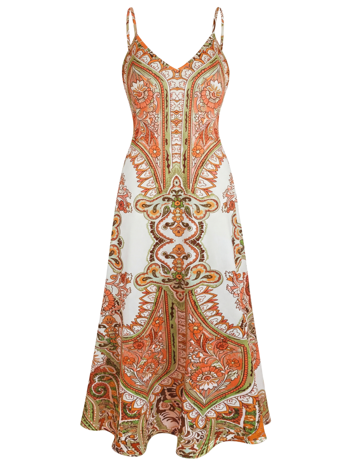 Caitlie - Robe sans manches à imprimé floral bohème