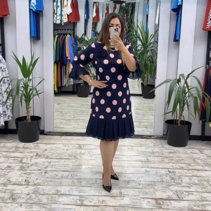 Linna - Robe Midi à Pois Plissée