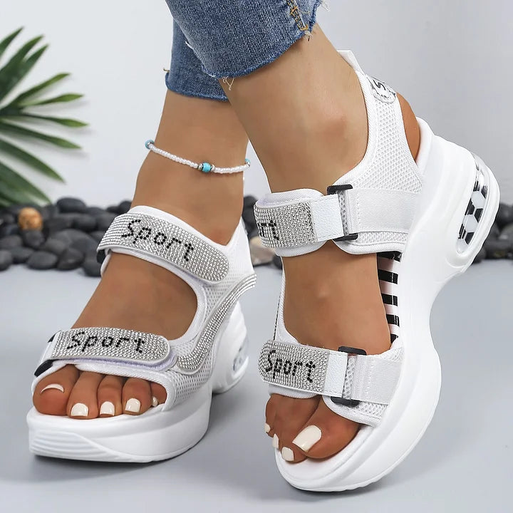 Riane - Sandales orthopédiques à plateforme avec détails en cristal