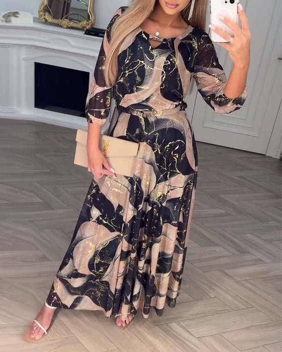 Hailie – Robe Maxi en Chiffon Fluide avec Imprimé