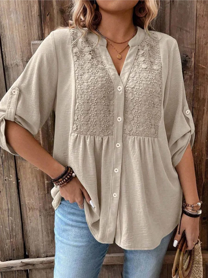 Kirra - Blouse Boutonnée Décontractée à Col V