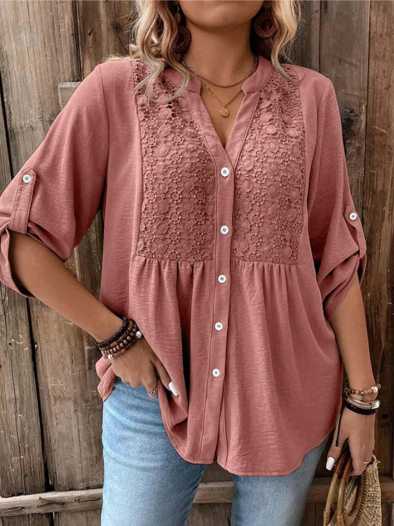 Kirra - Blouse Boutonnée Décontractée à Col V