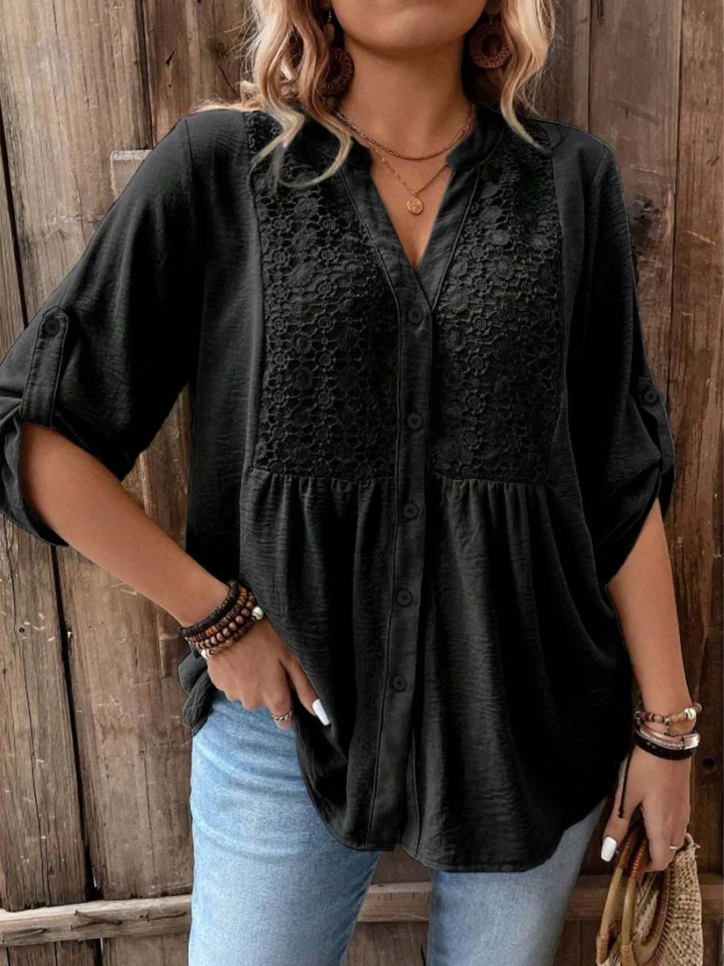 Kirra - Blouse Boutonnée Décontractée à Col V