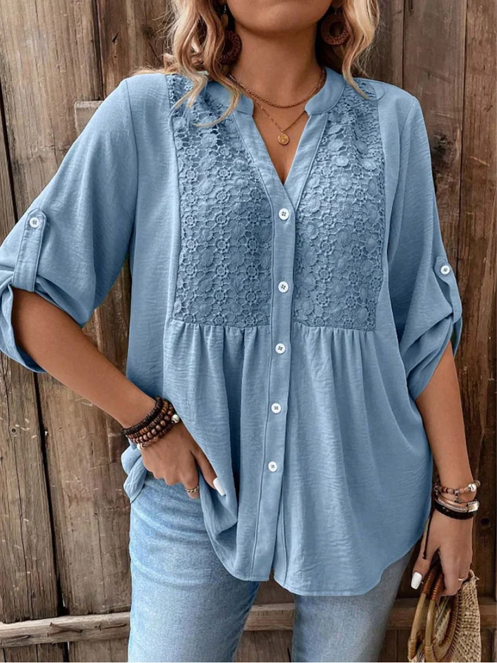 Kirra - Blouse Boutonnée Décontractée à Col V