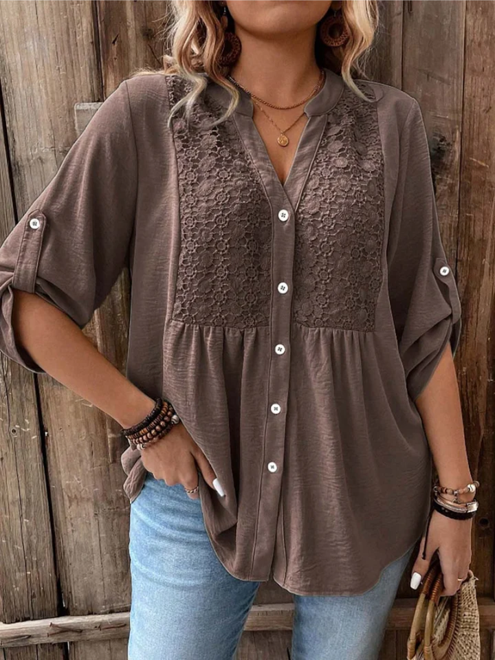 Kirra - Blouse Boutonnée Décontractée à Col V