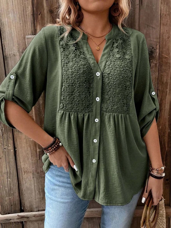 Kirra - Blouse Boutonnée Décontractée à Col V