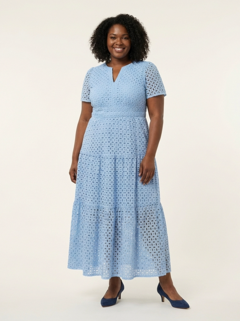 Belle - Robe Midi à Manches Courtes et Col V