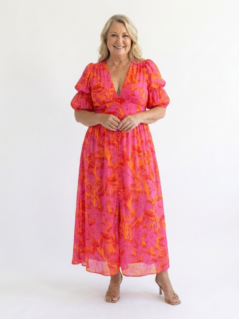 Devina - Robe Midi à Imprimé Floral