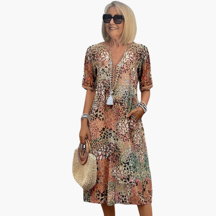 Lily | Robe Midi Vibrante avec Poches