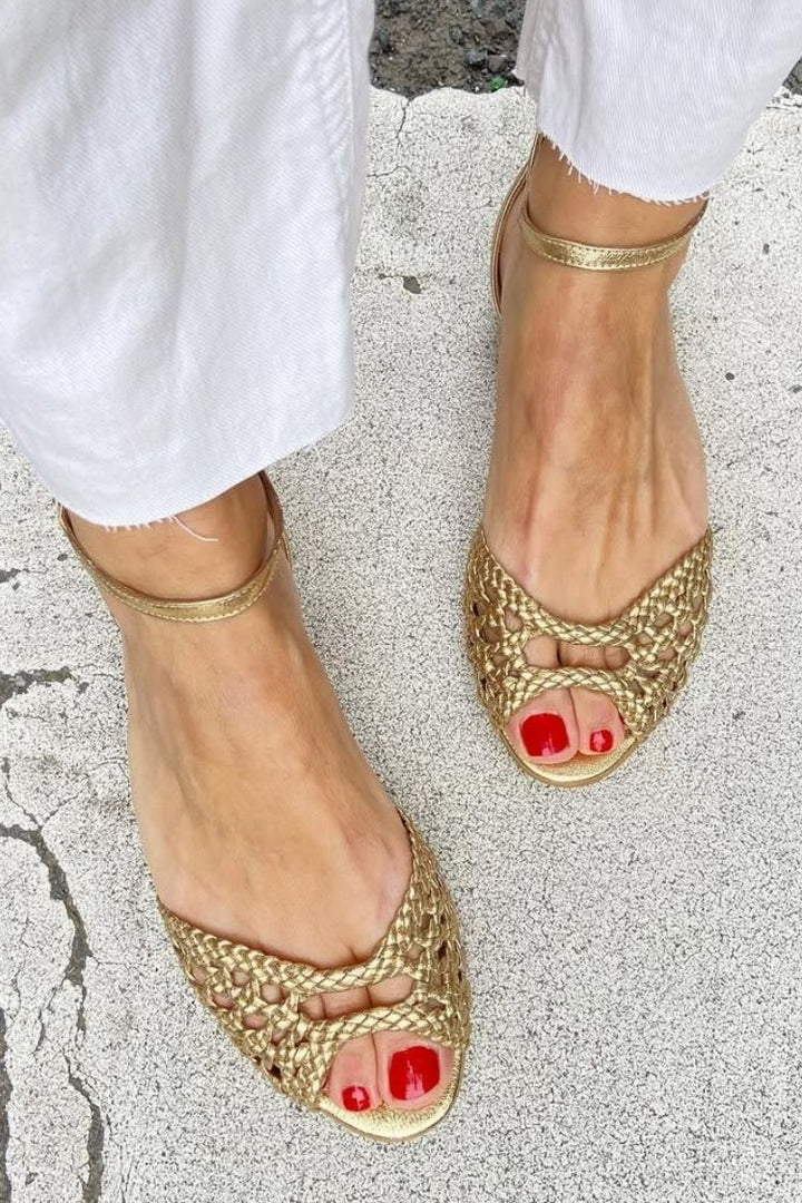Jolina - Sandales Tissées Dorées