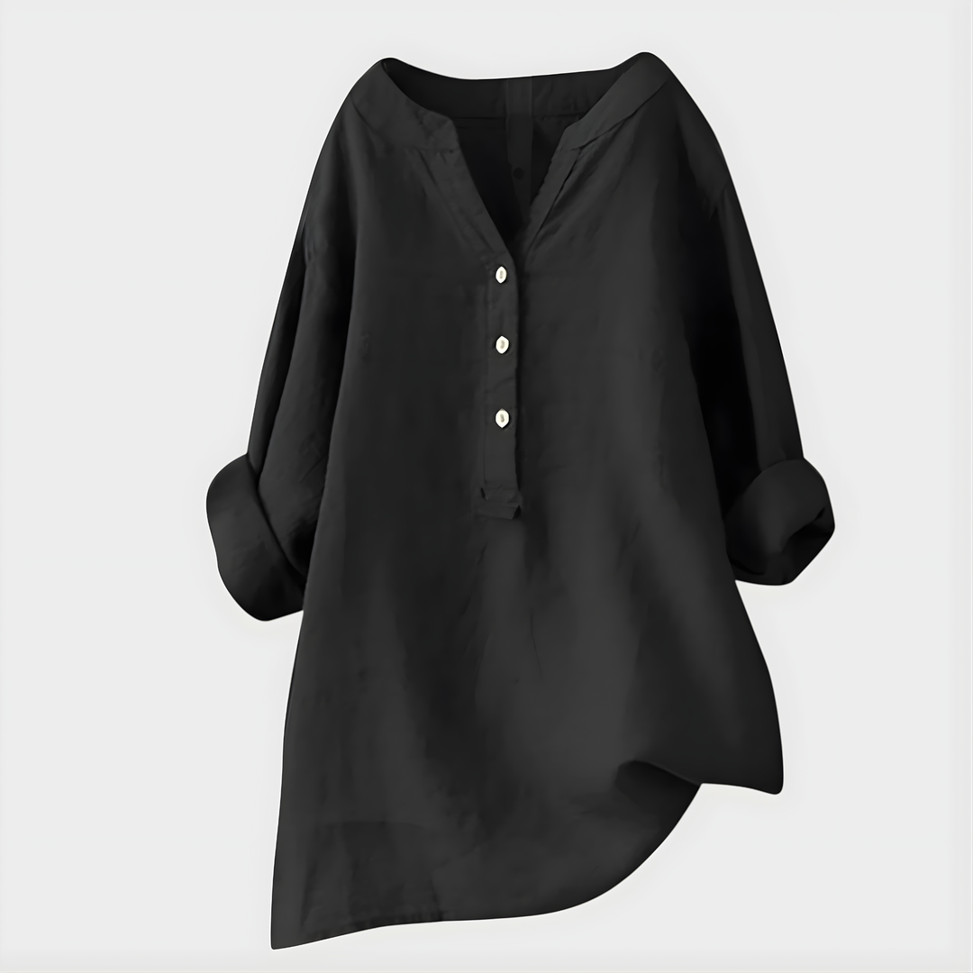 Nikki - Blouse en Coton-Lin Élégante à Col V