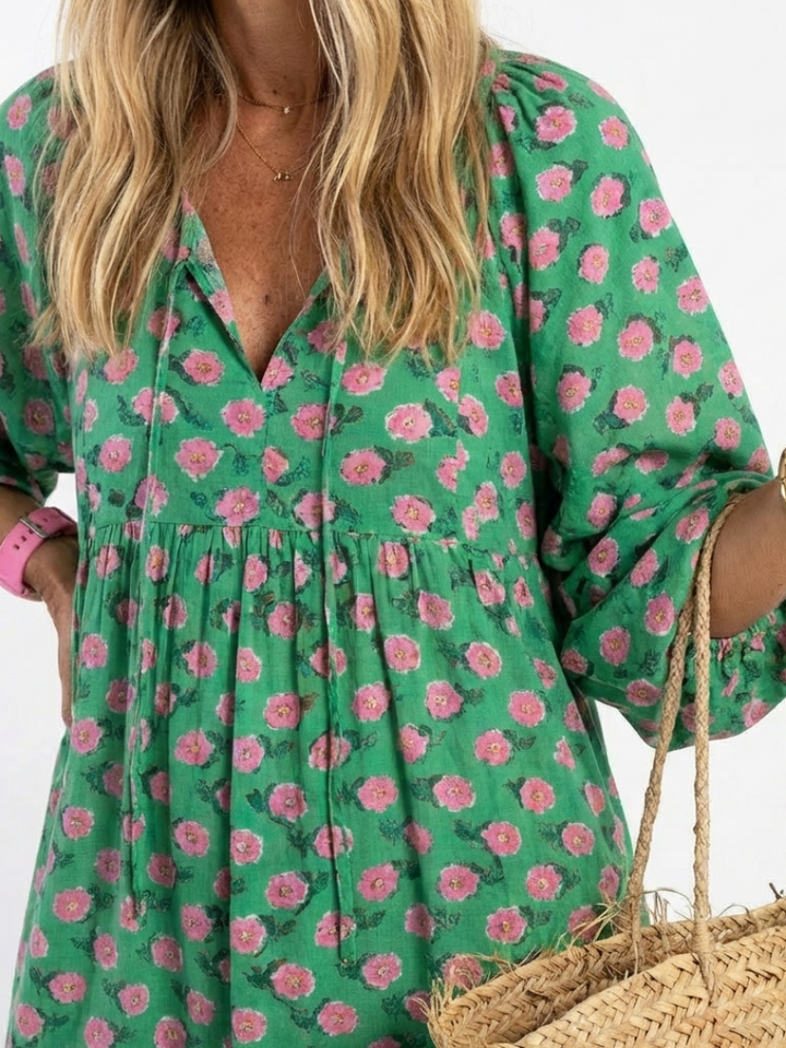 Francine - Robe Midi Évasée à Imprimé Floral