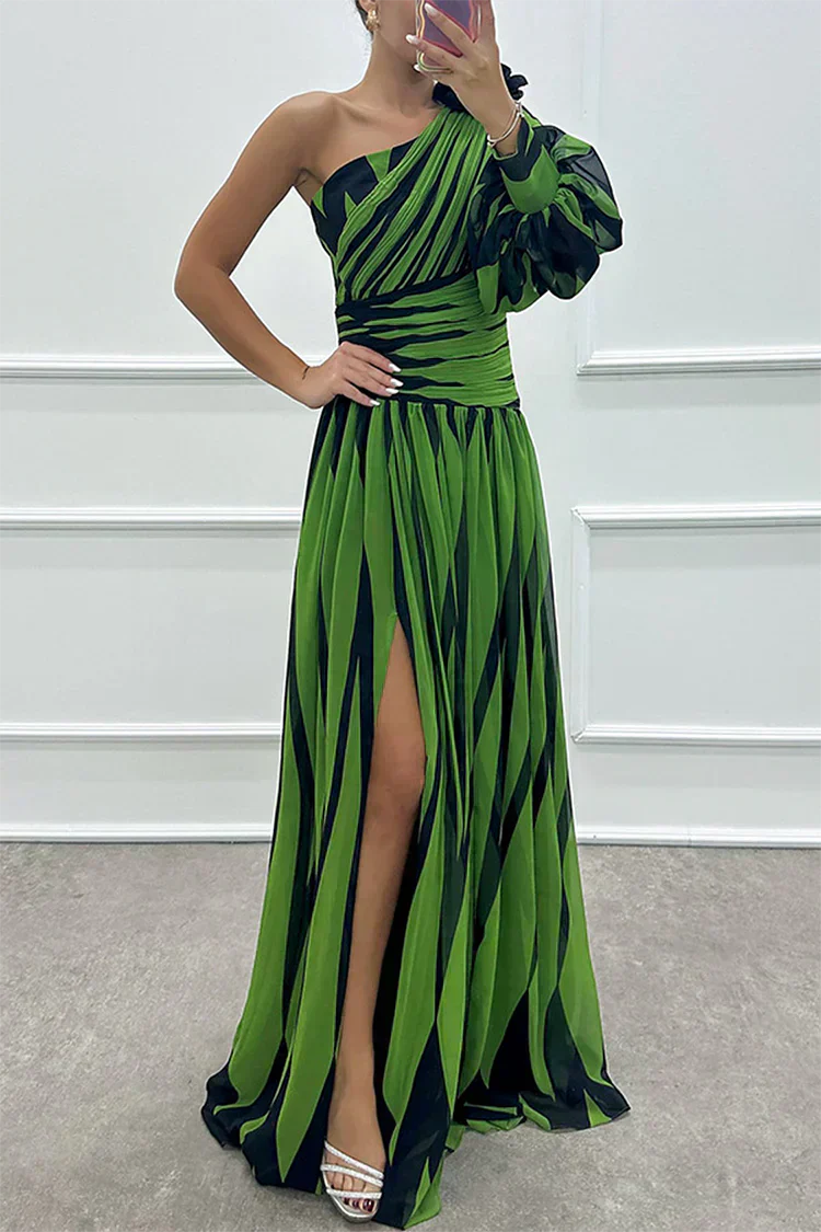 Yona - Robe Maxi Rayée Élégante à Une Épaule
