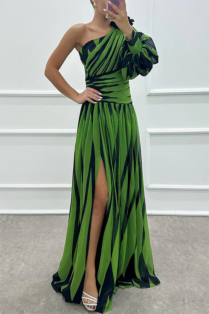 Yona - Robe Maxi Rayée Élégante à Une Épaule