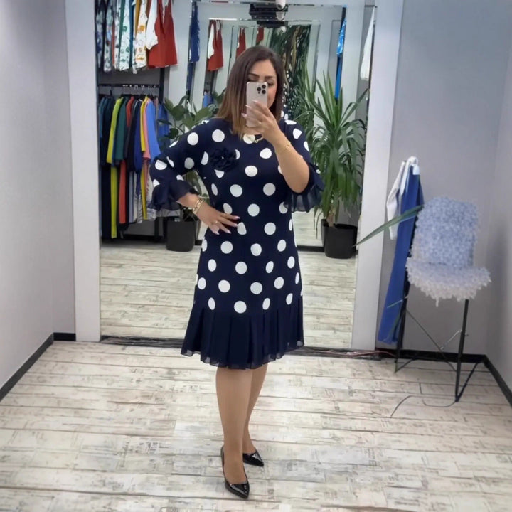 Linna - Robe Midi à Pois Plissée