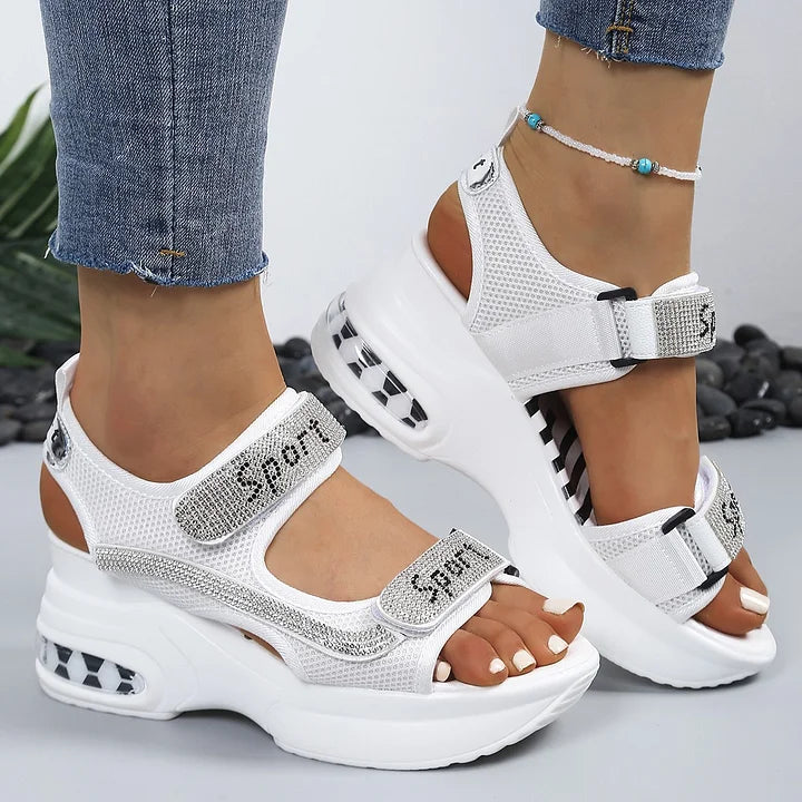 Riane - Sandales orthopédiques à plateforme avec détails en cristal