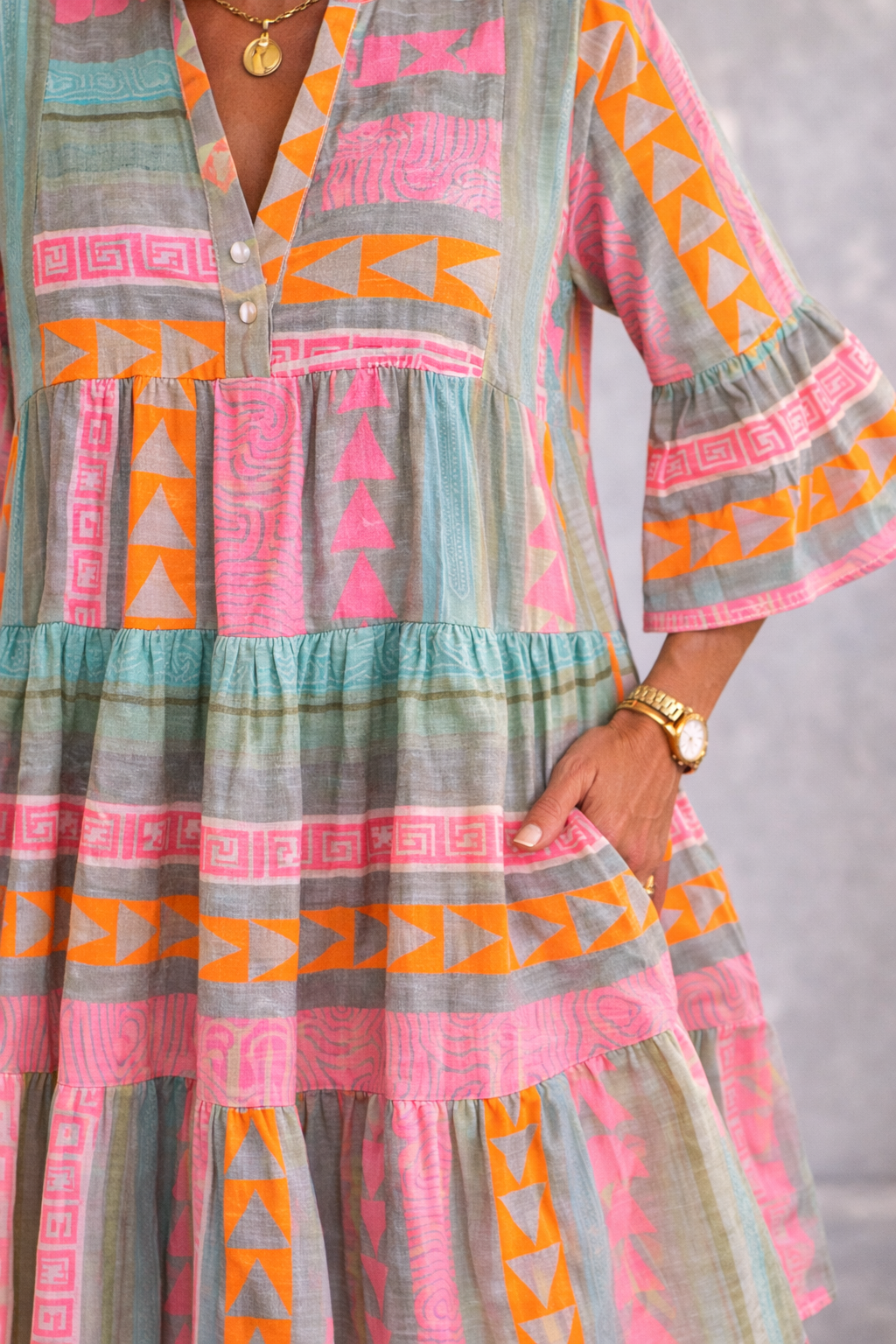 Gaile - Robe Midi Flottante à Motifs