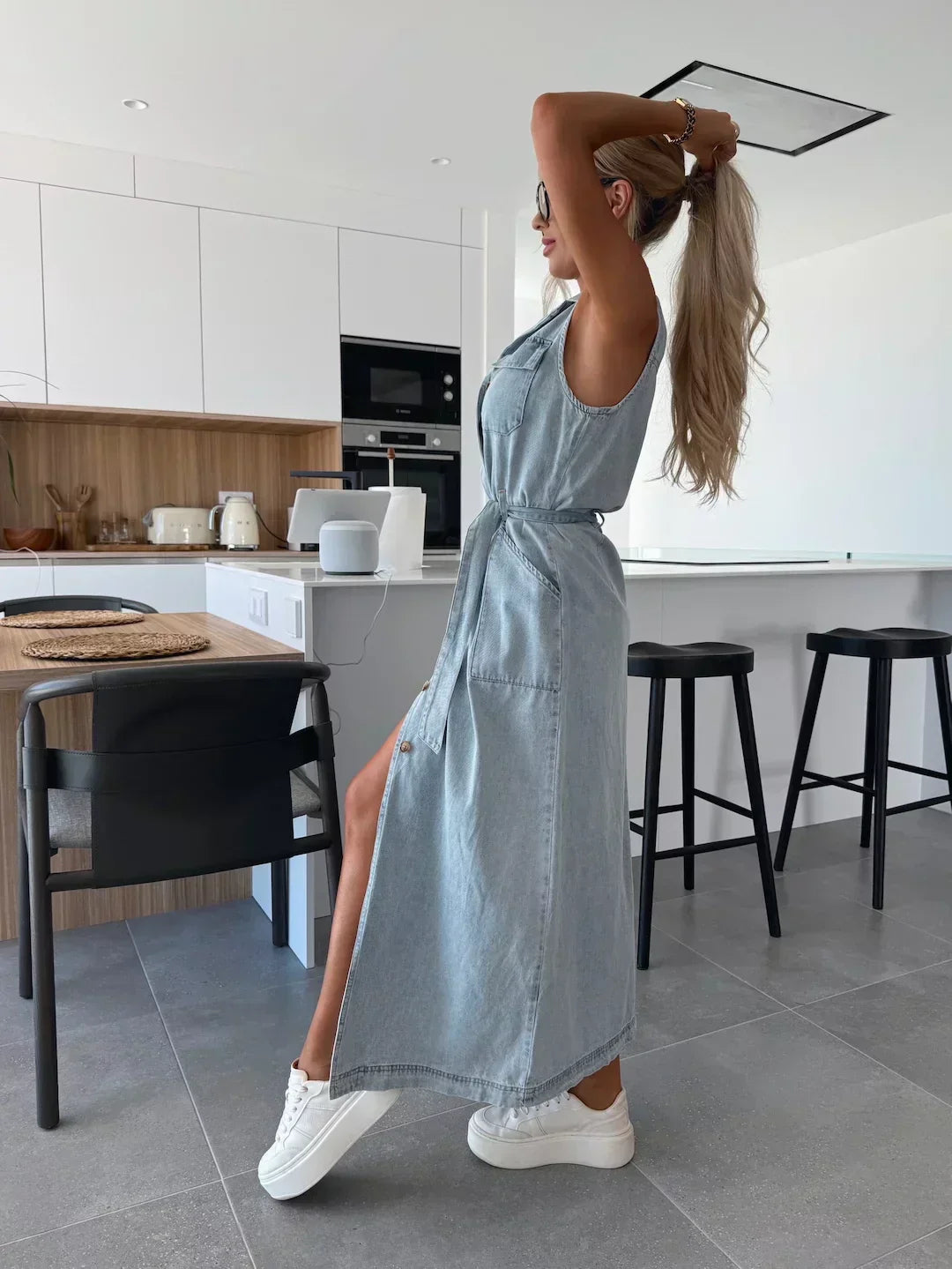 Madison - Robe en denim longue sans manches