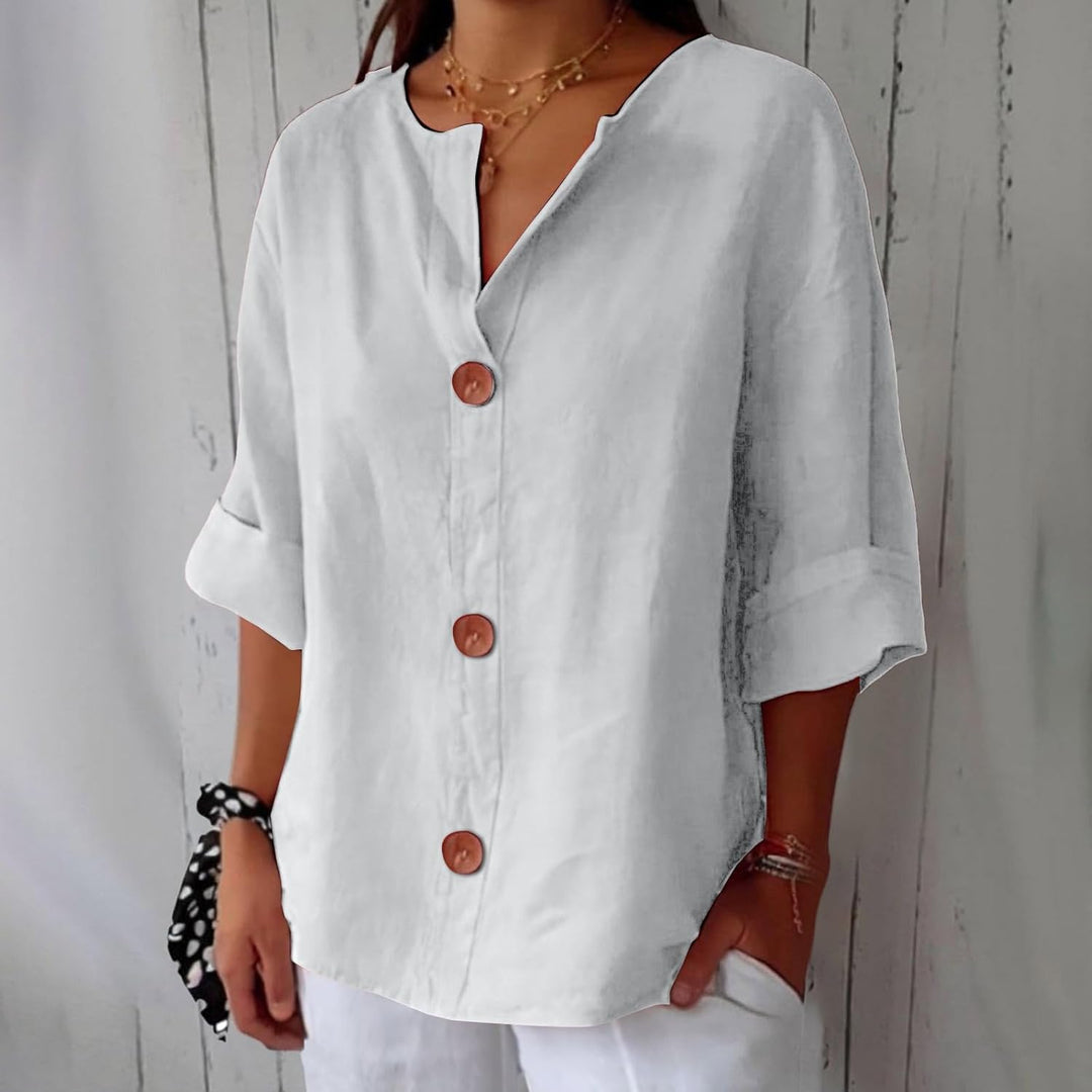 Nara – Blouse en Lin Décontractée pour une Élégance Intemporelle