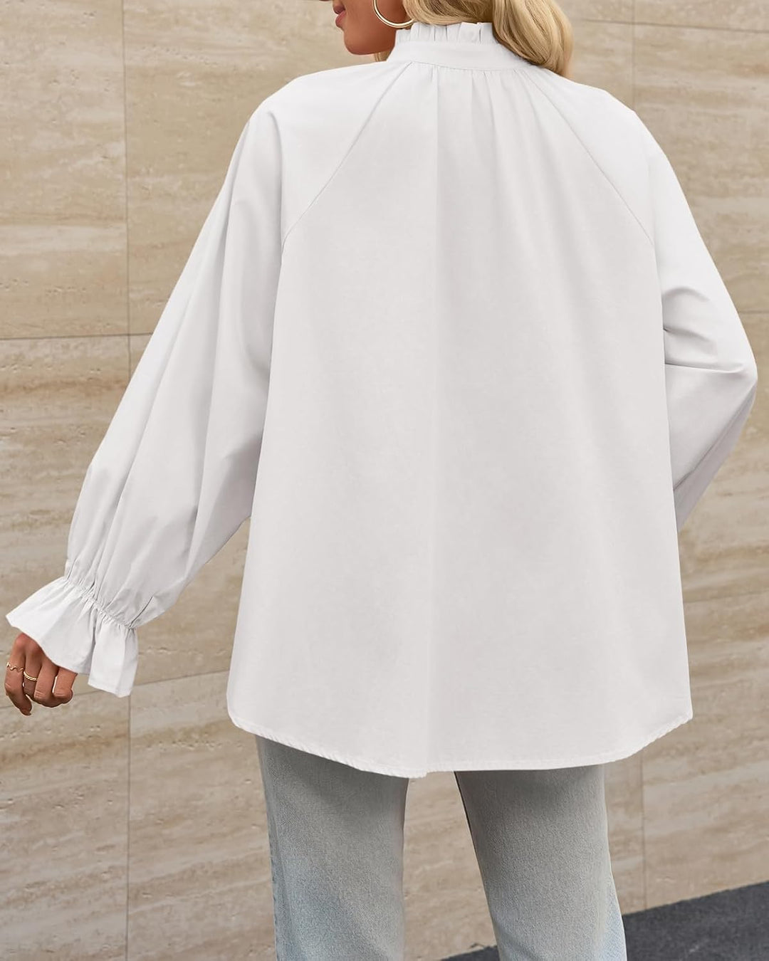 Livia - Blouse boutonnée à manches bouffantes en coton