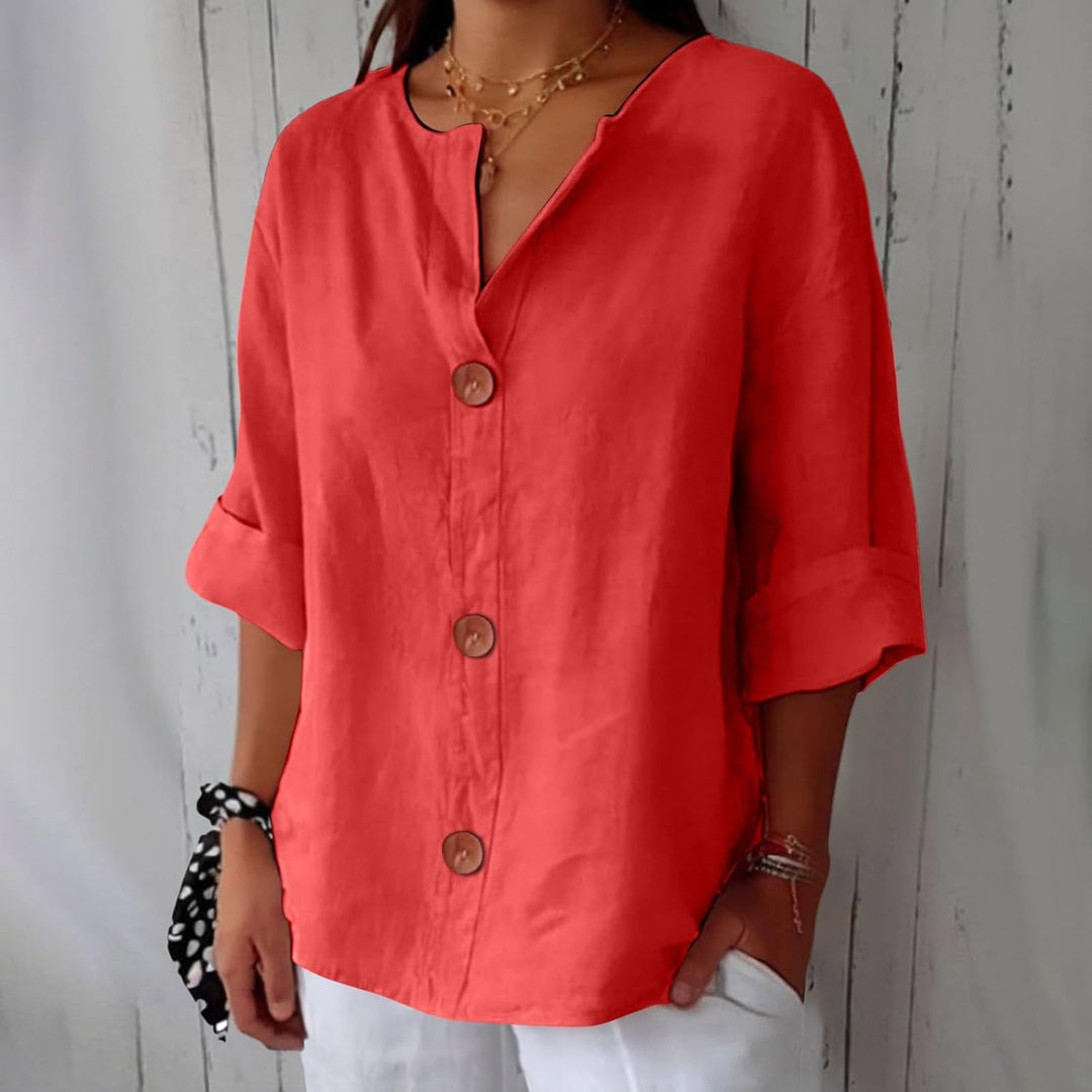 Nara – Blouse en Lin Décontractée pour une Élégance Intemporelle